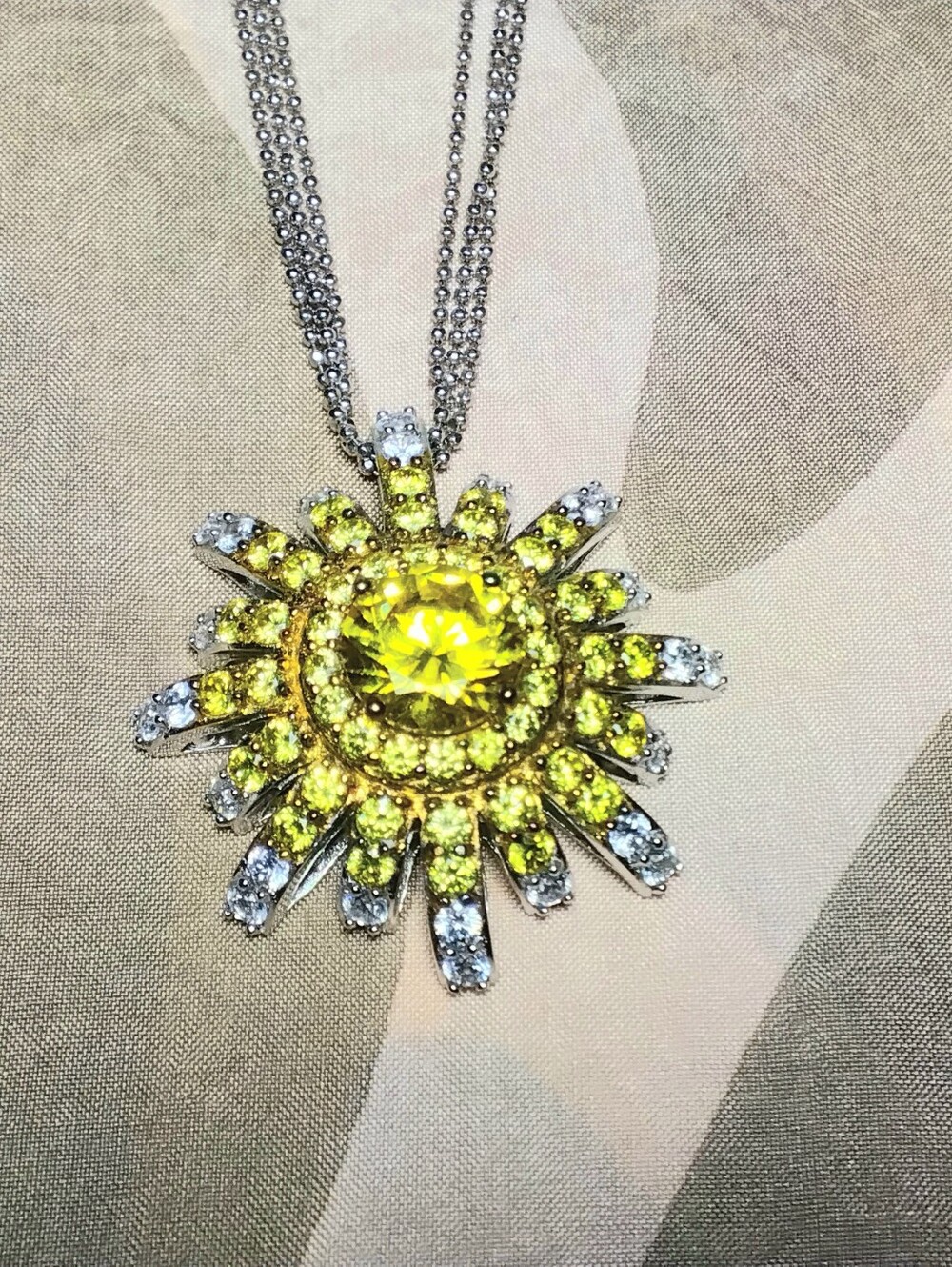 Vanna K CZ 925 Silver Sunburst Necklace